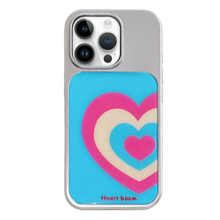 Custodia per telefono con cornice in argento galvanizzato e glitter in rilievo., For iPhone 14 Pro
