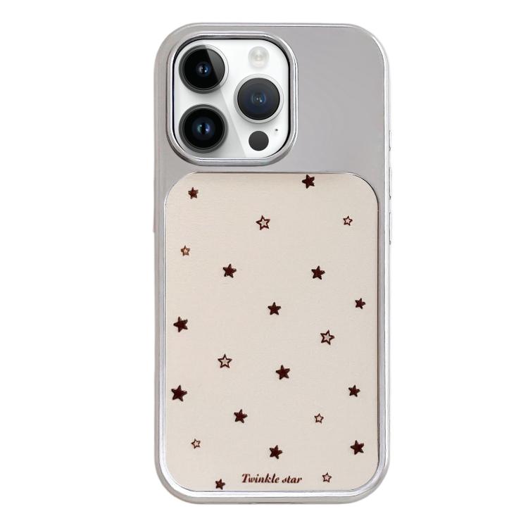 Custodia per telefono con cornice in argento galvanizzato e glitter in rilievo., For iPhone 14 Pro Max