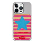 Custodia per telefono con cornice in argento galvanizzato e glitter in rilievo., For iPhone 14 Pro Max