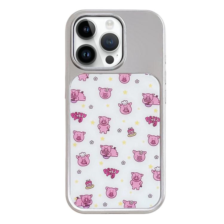 Custodia per telefono con cornice in argento galvanizzato e glitter in rilievo., For iPhone 14 Pro Max