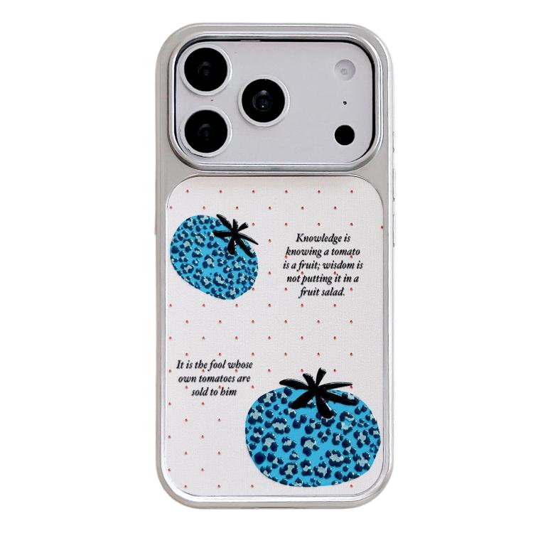 Custodia per telefono con cornice in argento galvanizzato e glitter in rilievo., For iPhone 17 Pro Max