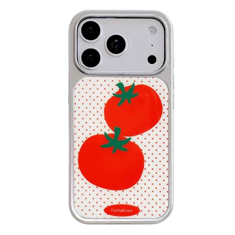 Custodia per telefono con cornice in argento galvanizzato e glitter in rilievo., For iPhone 17 Pro Max