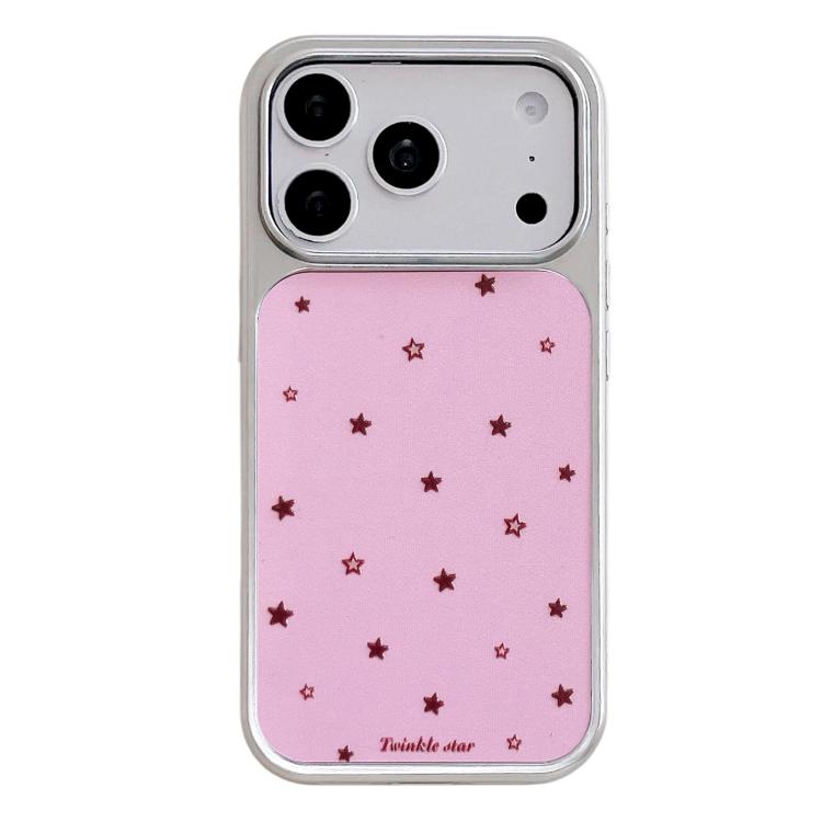 Custodia per telefono con cornice in argento galvanizzato e glitter in rilievo., For iPhone 17 Pro Max
