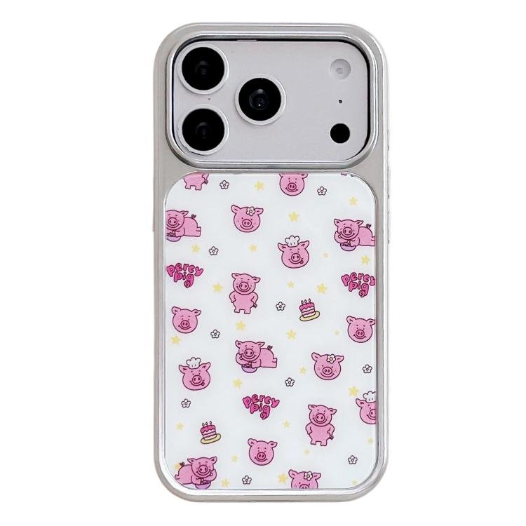 Custodia per telefono con cornice in argento galvanizzato e glitter in rilievo., For iPhone 17 Pro Max