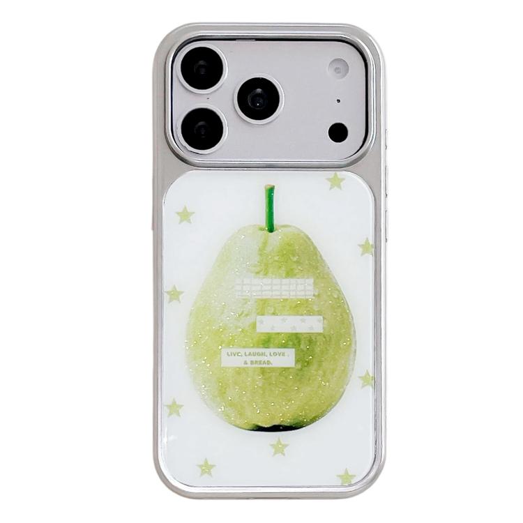 Custodia per telefono con cornice in argento galvanizzato e glitter in rilievo., For iPhone 17 Pro Max