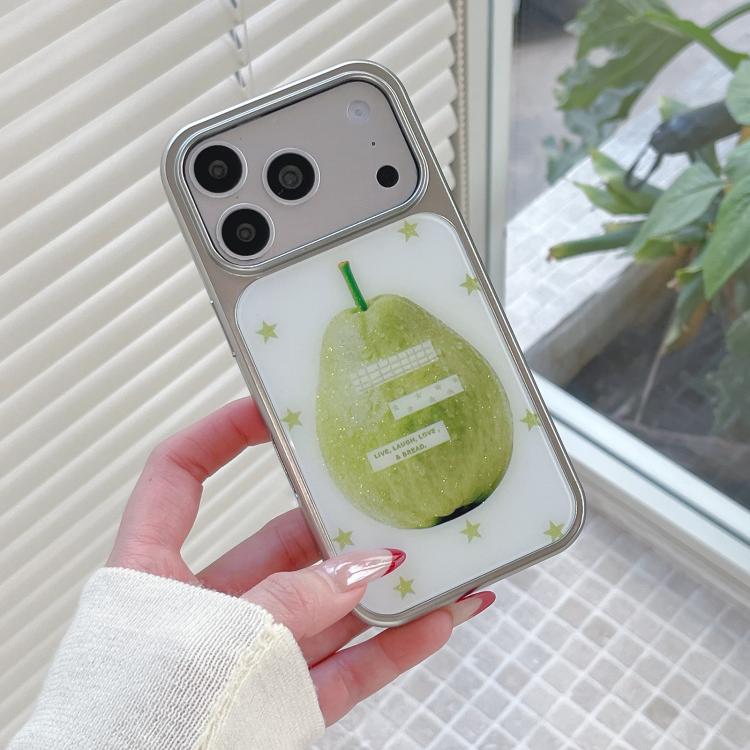 Custodia per telefono con cornice in argento galvanizzato e glitter in rilievo., For iPhone 13 / 14