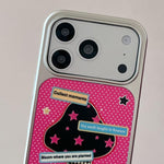 Custodia per telefono con cornice in argento galvanizzato e glitter in rilievo., For iPhone 15 Pro Max