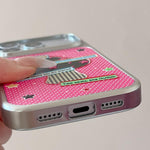 Custodia per telefono con cornice in argento galvanizzato e glitter in rilievo., For iPhone 13 / 14