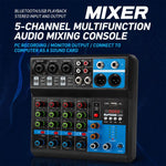 F-5A Mixer professionale multifunzione a 5 vie per registrazione e streaming live con Bluetooth e scheda audio, EU Plug, UK Plug, US Plug