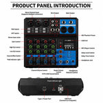 F-5A Mixer professionale multifunzione a 5 vie per registrazione e streaming live con Bluetooth e scheda audio, EU Plug, UK Plug, US Plug