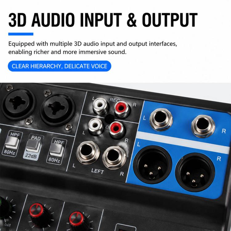 F-5A Mixer professionale multifunzione a 5 vie per registrazione e streaming live con Bluetooth e scheda audio, EU Plug, UK Plug, US Plug