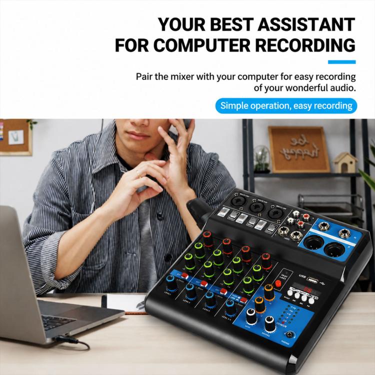 F-5A Mixer professionale multifunzione a 5 vie per registrazione e streaming live con Bluetooth e scheda audio, EU Plug, UK Plug, US Plug