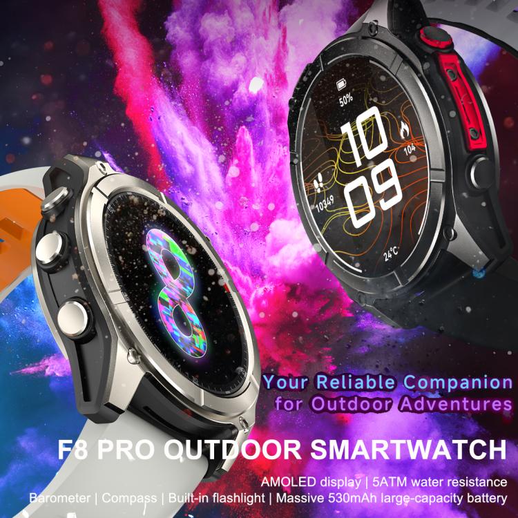 Smartwatch F8 Pro con schermo AMOLED da 1,43 pollici, supporto per il monitoraggio della salute e modalità multi-sport.
