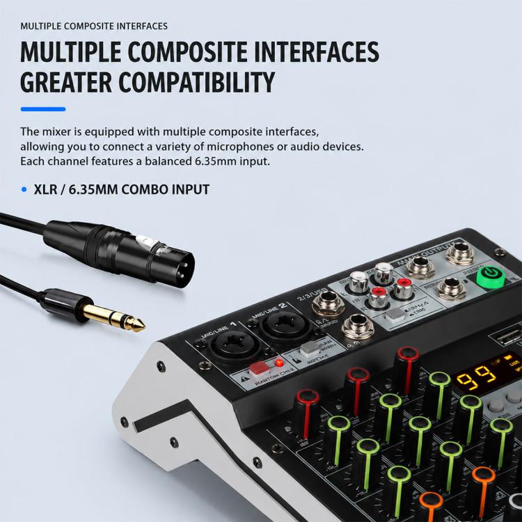 Mixer professionale multifunzione a 4 canali TP-4M con scheda audio Bluetooth., EU Plug, UK Plug, US Plug