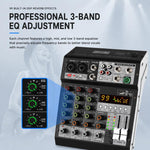 Mixer professionale multifunzione a 4 canali TP-4M con scheda audio Bluetooth., EU Plug, UK Plug, US Plug
