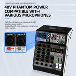 Mixer professionale multifunzione a 4 canali TP-4M con scheda audio Bluetooth., EU Plug, UK Plug, US Plug