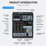 Mixer professionale multifunzione a 6 canali TP-6M con scheda audio Bluetooth., EU Plug, UK Plug, US Plug