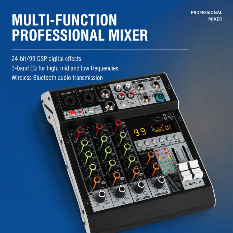 Mixer professionale multifunzione a 8 canali TP-8M con scheda audio Bluetooth., EU Plug, UK Plug, US Plug