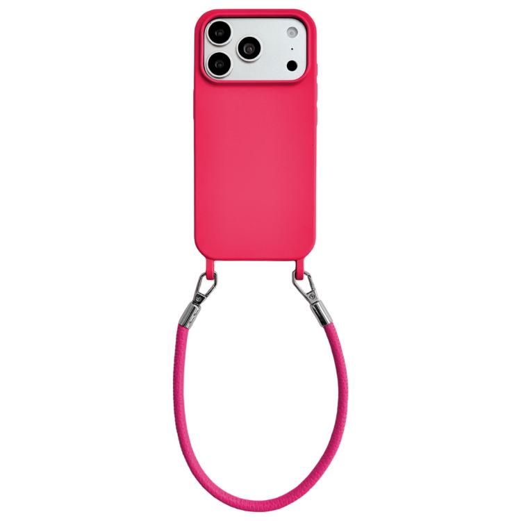 Custodia per telefono in silicone antiurto con passanti integrati per cordino e cordino in pelle., For iPhone 17 Pro Max