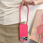 Custodia per telefono in silicone antiurto con passanti integrati per cordino e cordino in pelle., For iPhone 17 Pro Max