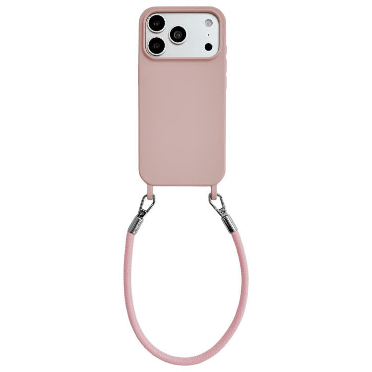 Custodia per telefono in silicone antiurto con passanti integrati per cordino e cordino in pelle., For iPhone 17 Pro Max