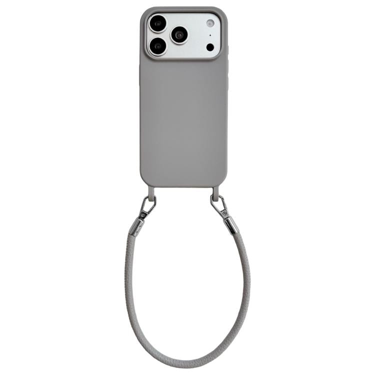 Custodia per telefono in silicone antiurto con passanti integrati per cordino e cordino in pelle., For iPhone 17 Pro Max