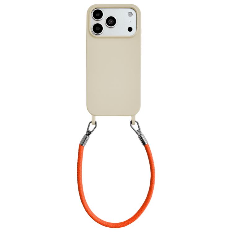 Custodia per telefono in silicone antiurto con passanti integrati per cordino e cordino in pelle., For iPhone 17 Pro Max