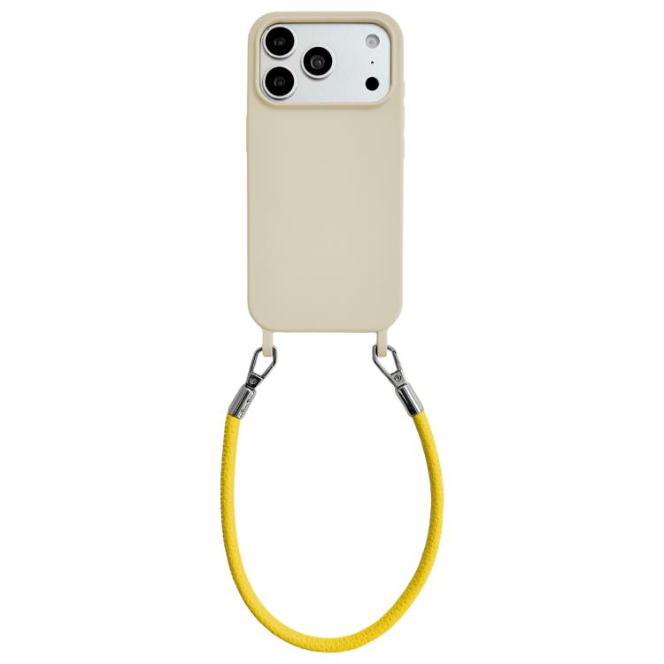 Custodia per telefono in silicone antiurto con passanti integrati per cordino e cordino in pelle., For iPhone 17 Pro Max