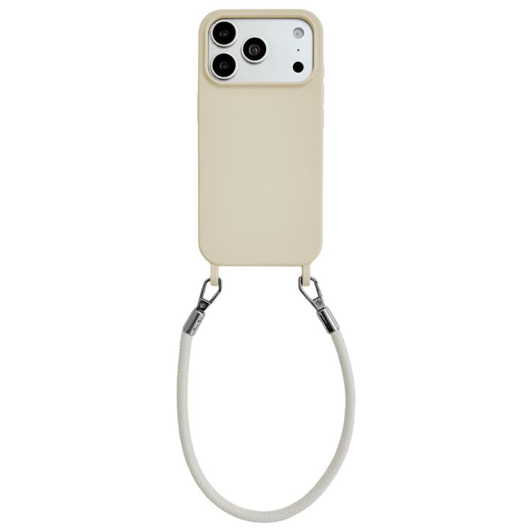 Custodia per telefono in silicone antiurto con passanti integrati per cordino e cordino in pelle., For iPhone 17 Pro Max