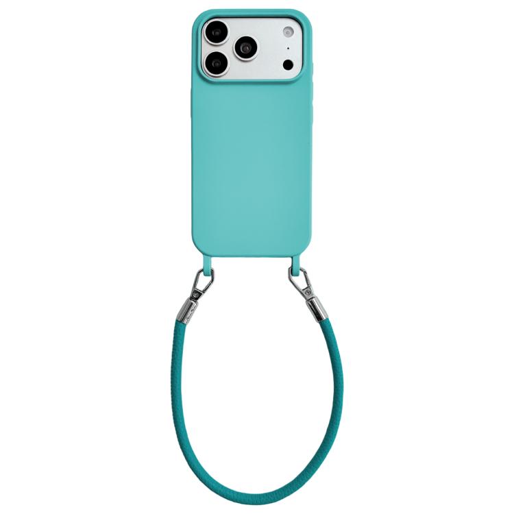 Custodia per telefono in silicone antiurto con passanti integrati per cordino e cordino in pelle., For iPhone 17 Pro