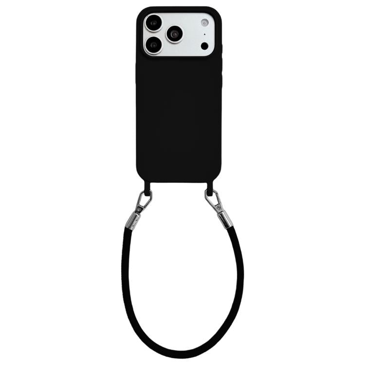 Custodia per telefono in silicone antiurto con passanti integrati per cordino e cordino in pelle., For iPhone 17 Pro