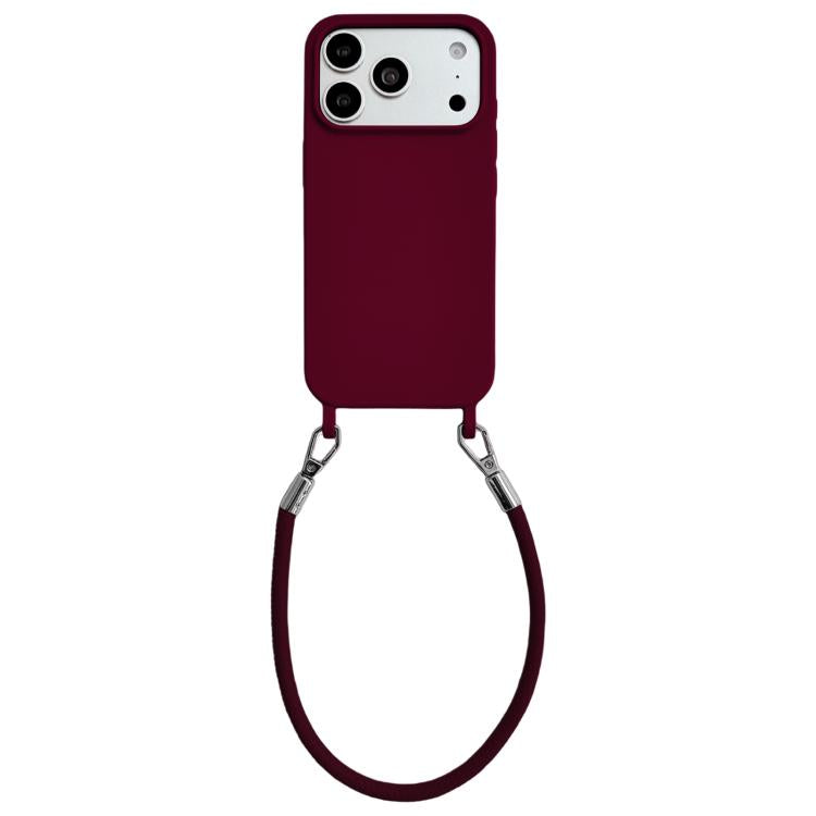 Custodia per telefono in silicone antiurto con passanti integrati per cordino e cordino in pelle., For iPhone 17 Pro
