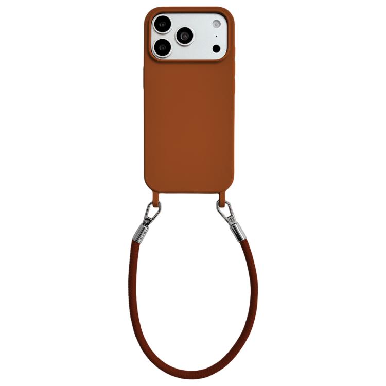 Custodia per telefono in silicone antiurto con passanti integrati per cordino e cordino in pelle., For iPhone 17 Pro