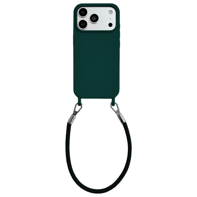 Custodia per telefono in silicone antiurto con passanti integrati per cordino e cordino in pelle., For iPhone 17 Pro