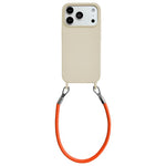 Custodia per telefono in silicone antiurto con passanti integrati per cordino e cordino in pelle., For iPhone 17 Pro