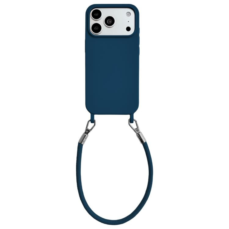 Custodia per telefono in silicone antiurto con passanti integrati per cordino e cordino in pelle., For iPhone 17 Pro