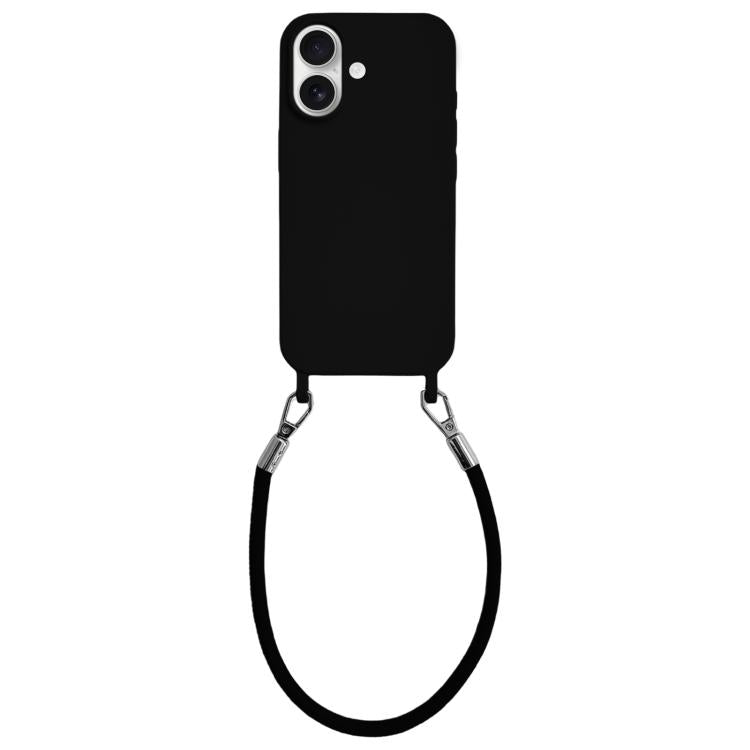 Custodia per telefono in silicone antiurto con passanti integrati per cordino e cordino in pelle., For iPhone 17