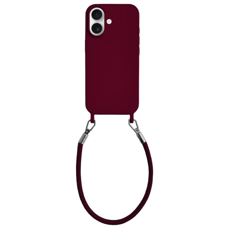 Custodia per telefono in silicone antiurto con passanti integrati per cordino e cordino in pelle., For iPhone 17