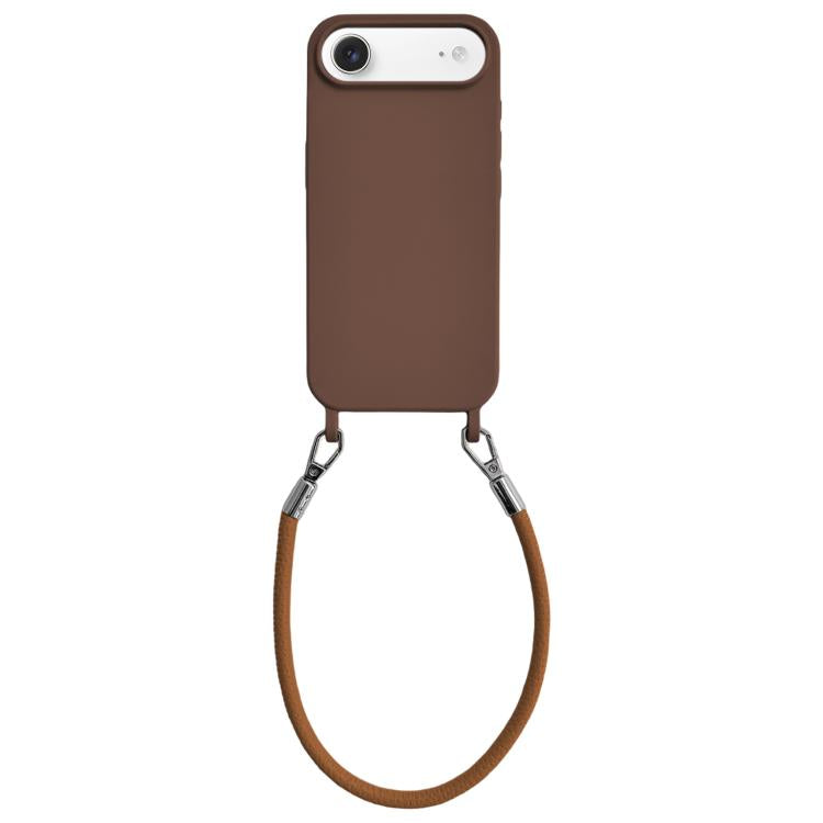 Custodia per telefono in silicone antiurto con passanti integrati per cordino e cordino in pelle., For iPhone Air