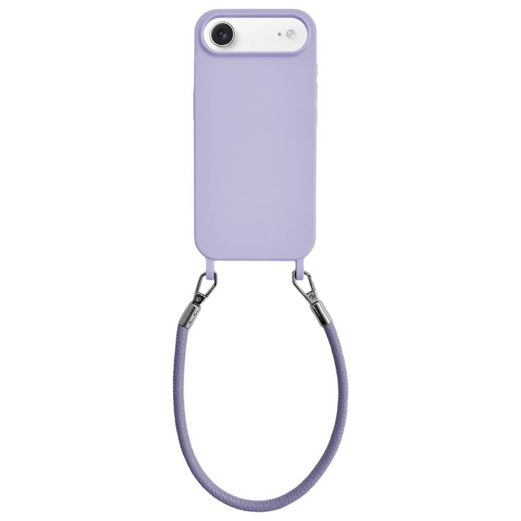 Custodia per telefono in silicone antiurto con passanti integrati per cordino e cordino in pelle., For iPhone Air