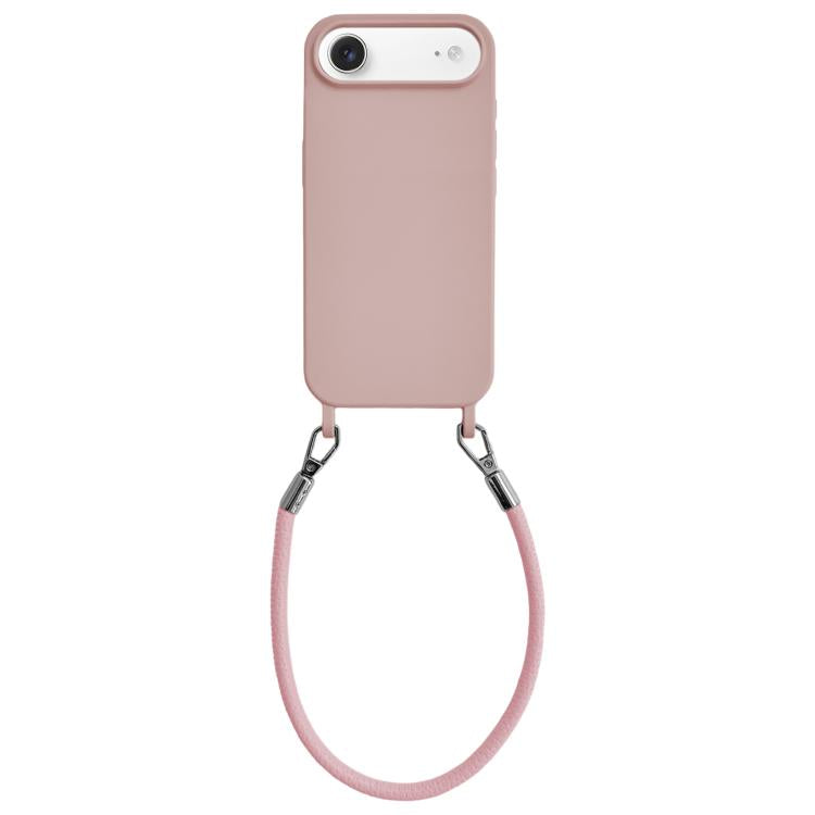Custodia per telefono in silicone antiurto con passanti integrati per cordino e cordino in pelle., For iPhone Air