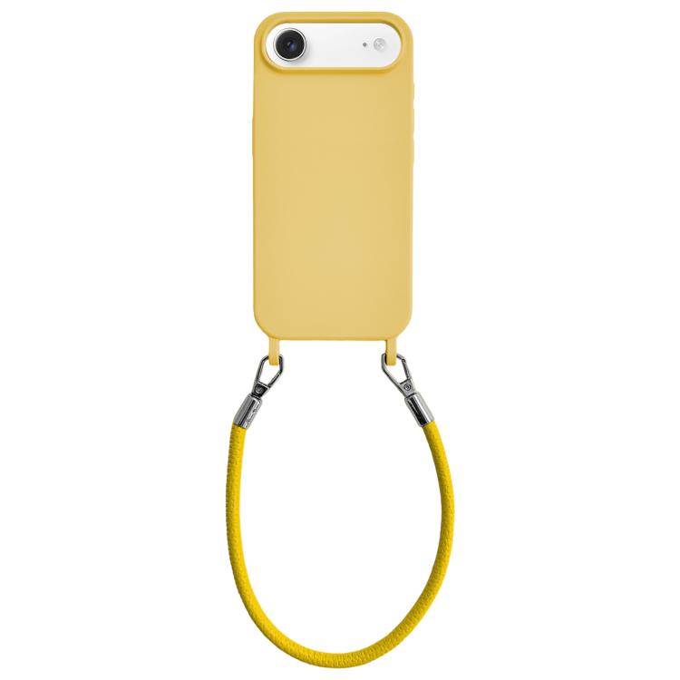 Custodia per telefono in silicone antiurto con passanti integrati per cordino e cordino in pelle., For iPhone Air