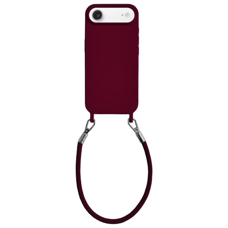 Custodia per telefono in silicone antiurto con passanti integrati per cordino e cordino in pelle., For iPhone Air