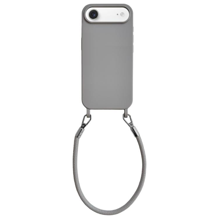 Custodia per telefono in silicone antiurto con passanti integrati per cordino e cordino in pelle., For iPhone Air