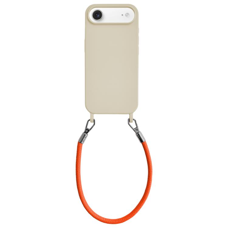 Custodia per telefono in silicone antiurto con passanti integrati per cordino e cordino in pelle., For iPhone Air