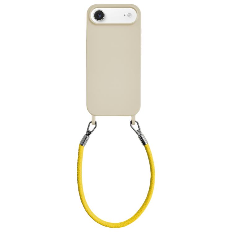Custodia per telefono in silicone antiurto con passanti integrati per cordino e cordino in pelle., For iPhone Air