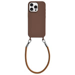 Custodia per telefono in silicone antiurto con passanti integrati per cordino e cordino in pelle., For iPhone 16 Pro Max