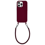 Custodia per telefono in silicone antiurto con passanti integrati per cordino e cordino in pelle., For iPhone 16 Pro Max