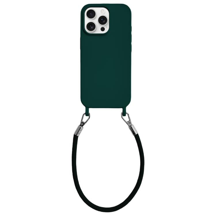 Custodia per telefono in silicone antiurto con passanti integrati per cordino e cordino in pelle., For iPhone 16 Pro