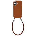 Custodia per telefono in silicone antiurto con passanti integrati per cordino e cordino in pelle., For iPhone 16 Plus